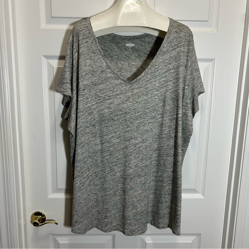 Old Navy Gray Relaxed Heathered Short Sleeve T-Shirt